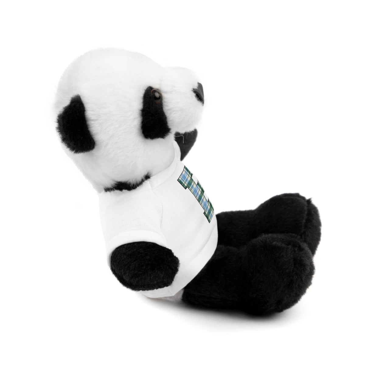 Plush Bear with Plaid Monogram Tee — Personalized Initial 'B' Stuffed Animal Gift
