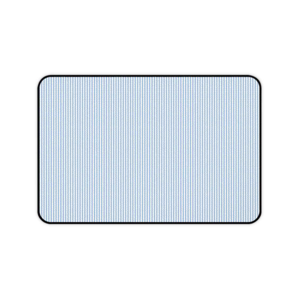 Blue Pinstripe Desk Mat — Minimal Office Desk Pad