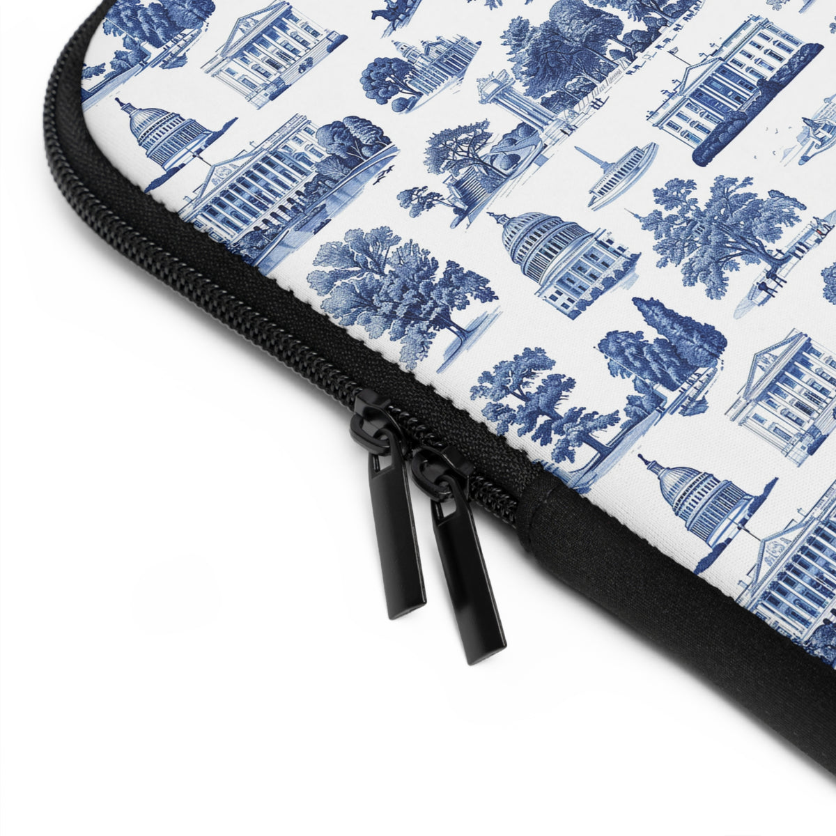 Capitol Toile Laptop Sleeve — Blue Washington D.C. Landmark Pattern