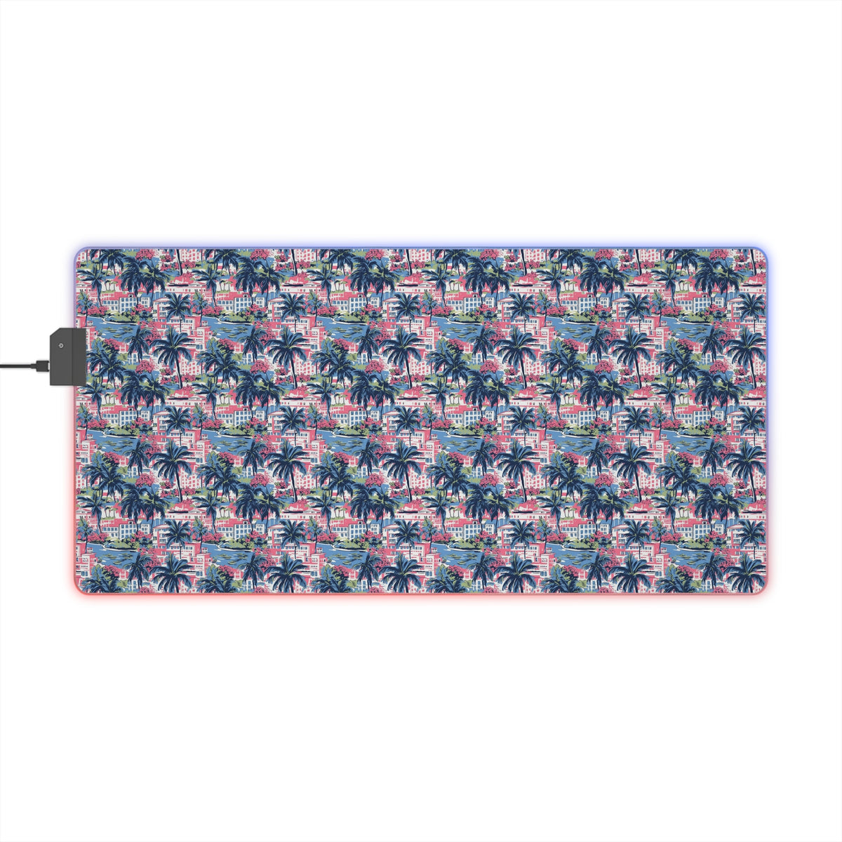 RGB Palm Tree LED Gaming Mouse Pad — Extended Desk Mat with Tropical Sunset Pattern