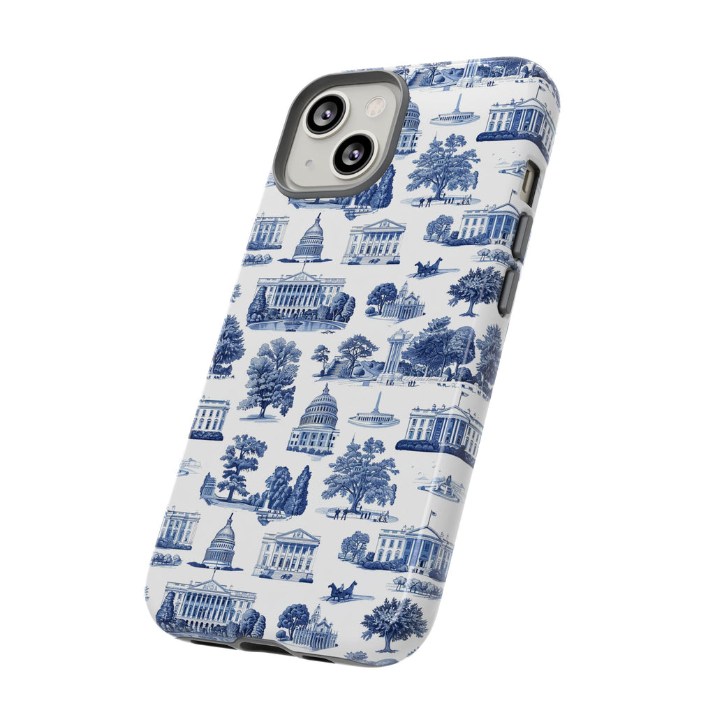 Washington DC Toile Phone Case — Blue Scenic Capitol Protective Tough Case