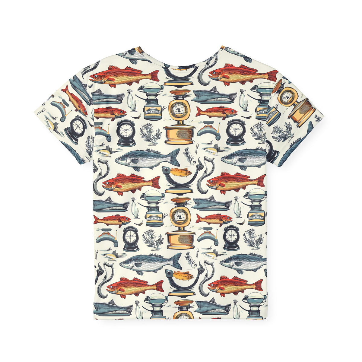 Kids Fishing Pattern Jersey — All-Over Print Fish & Nautical Gear Tee