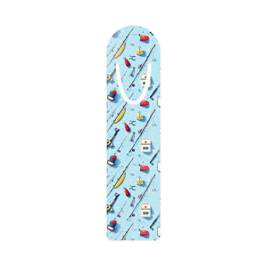 Fishing Gear Pattern Metal Bookmark – Angler Fishing Rod, Lure & Tackle Design