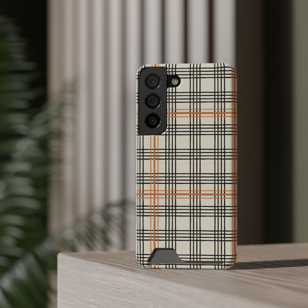 Plaid Card-Holder Phone Case — Slim Protective Wallet Case