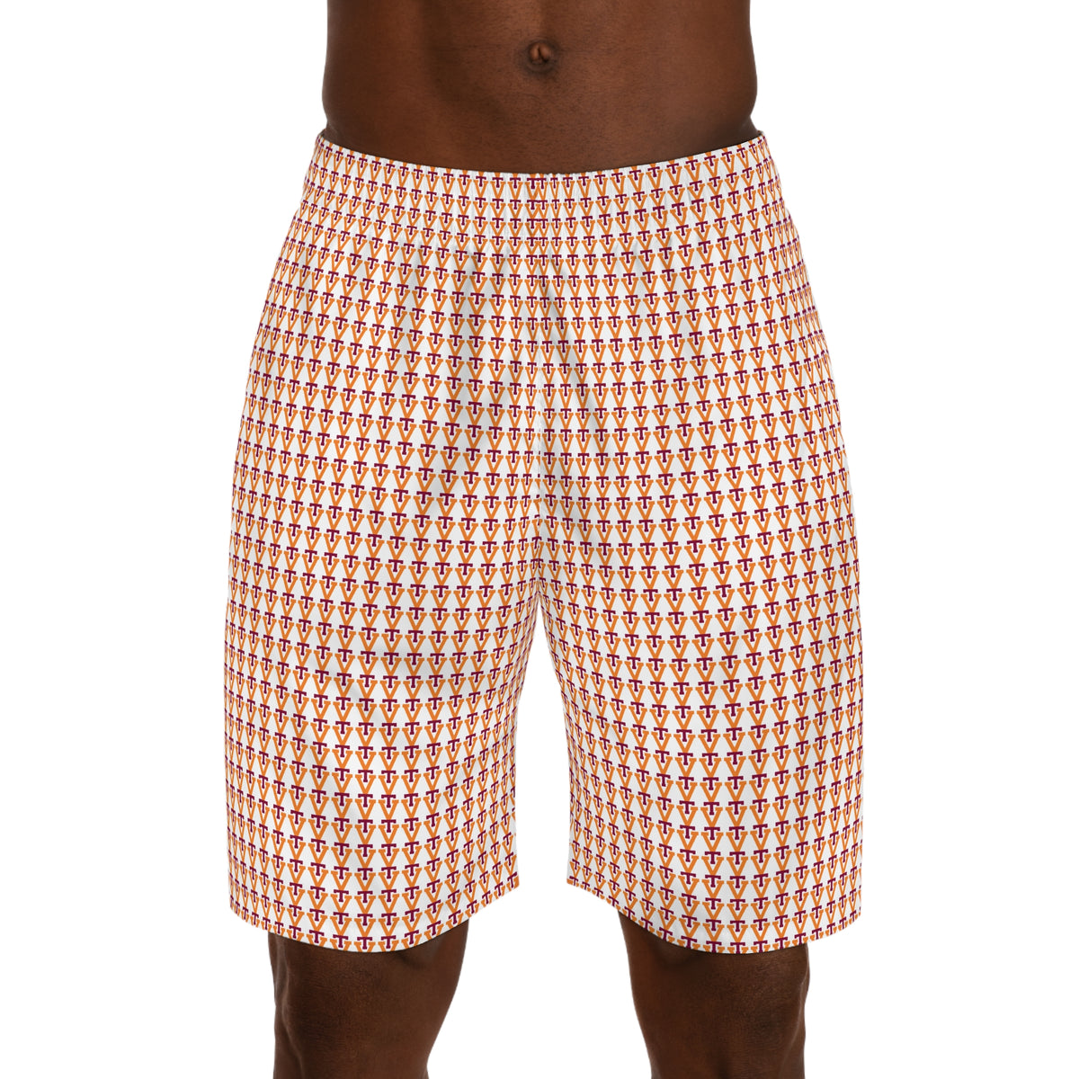 Men's Jogger Shorts — Retro Orange Checker All-Over Print