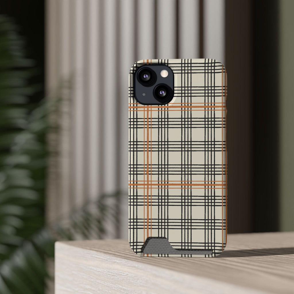 Plaid Card-Holder Phone Case — Slim Protective Wallet Case