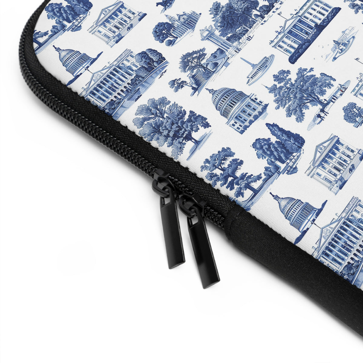 Capitol Toile Laptop Sleeve — Blue Washington D.C. Landmark Pattern