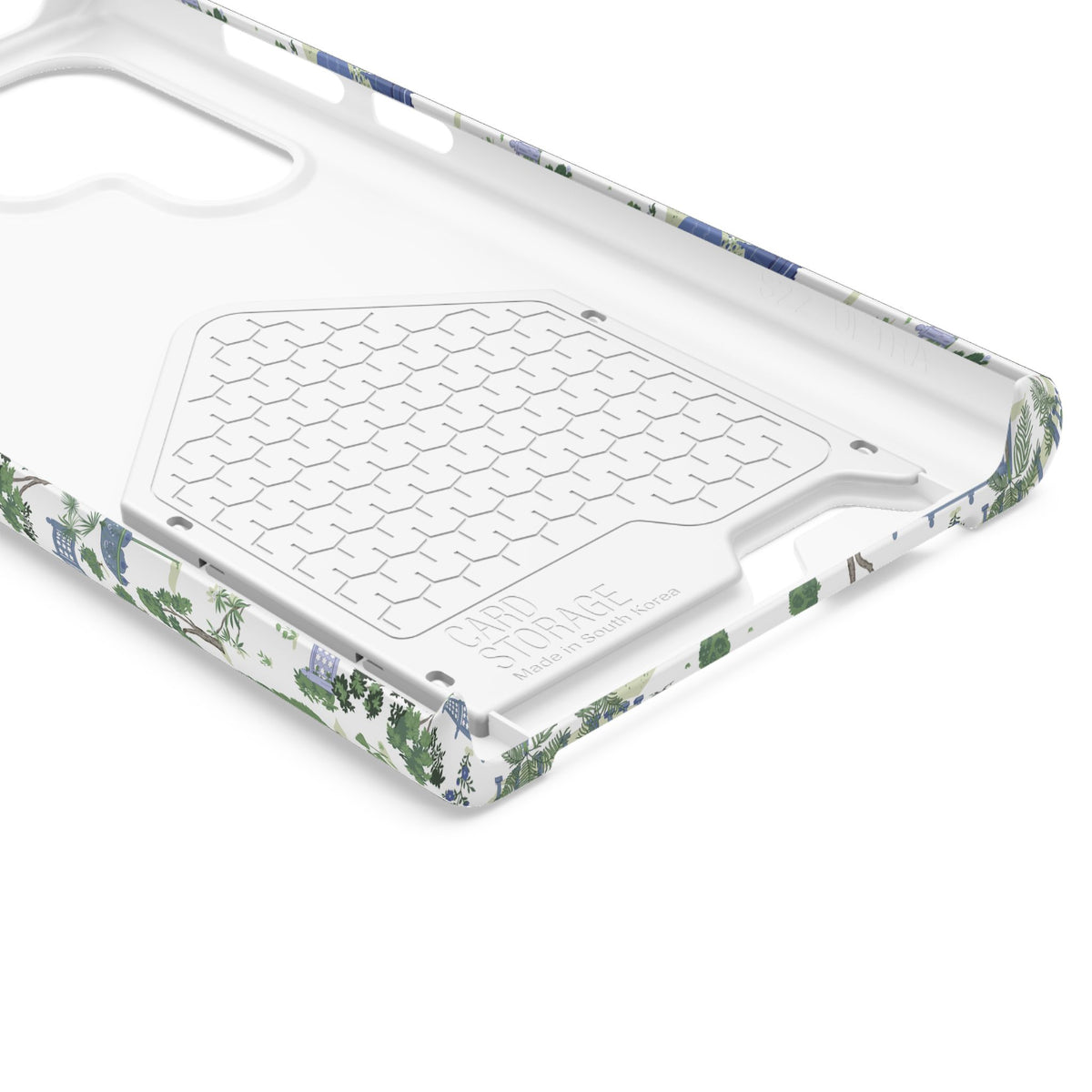 Garden Pavilion Cardholder Phone Case — Blue & Green Scenic Park Design