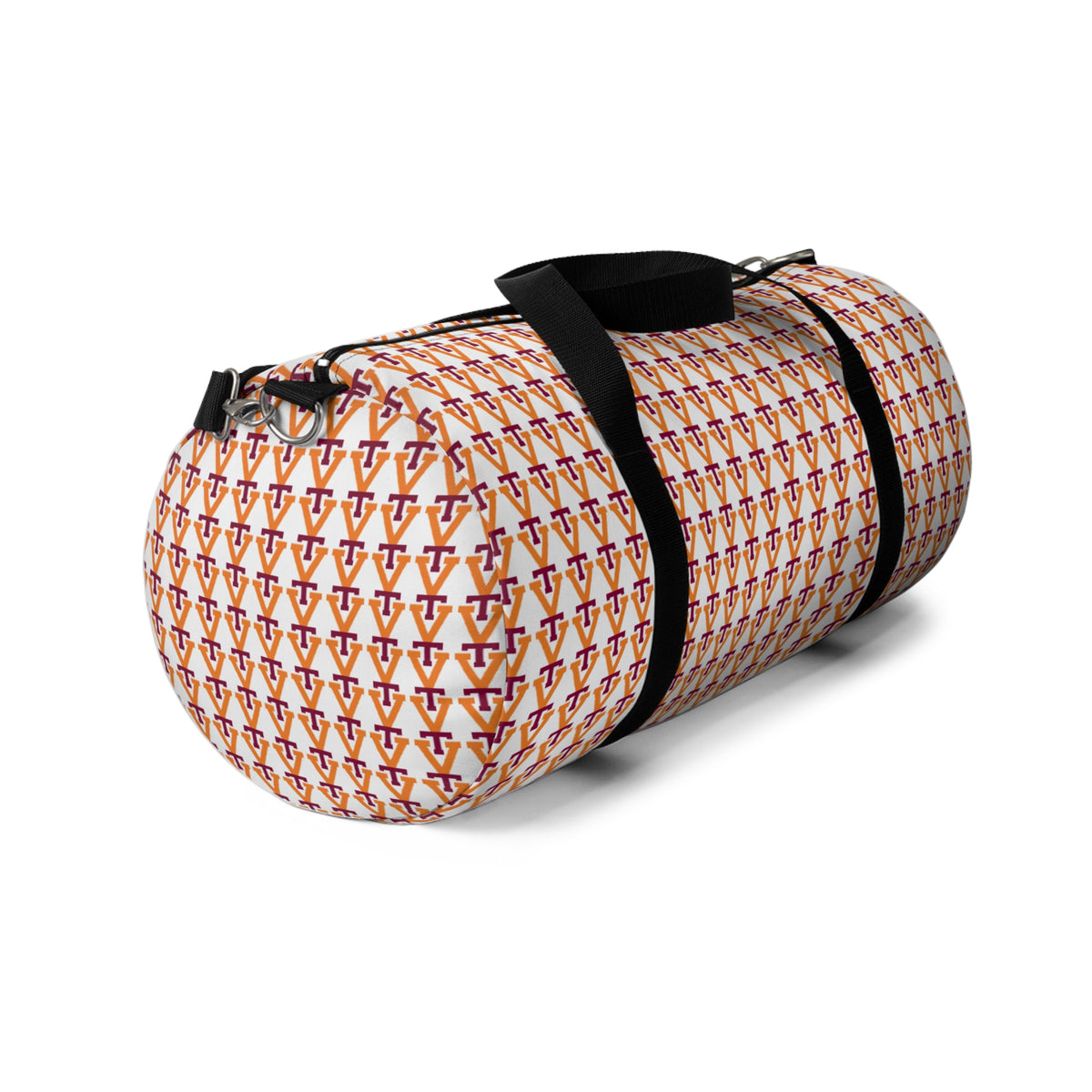 Monogram Pattern Duffel Bag — Repeating V Logo Travel Gym Bag