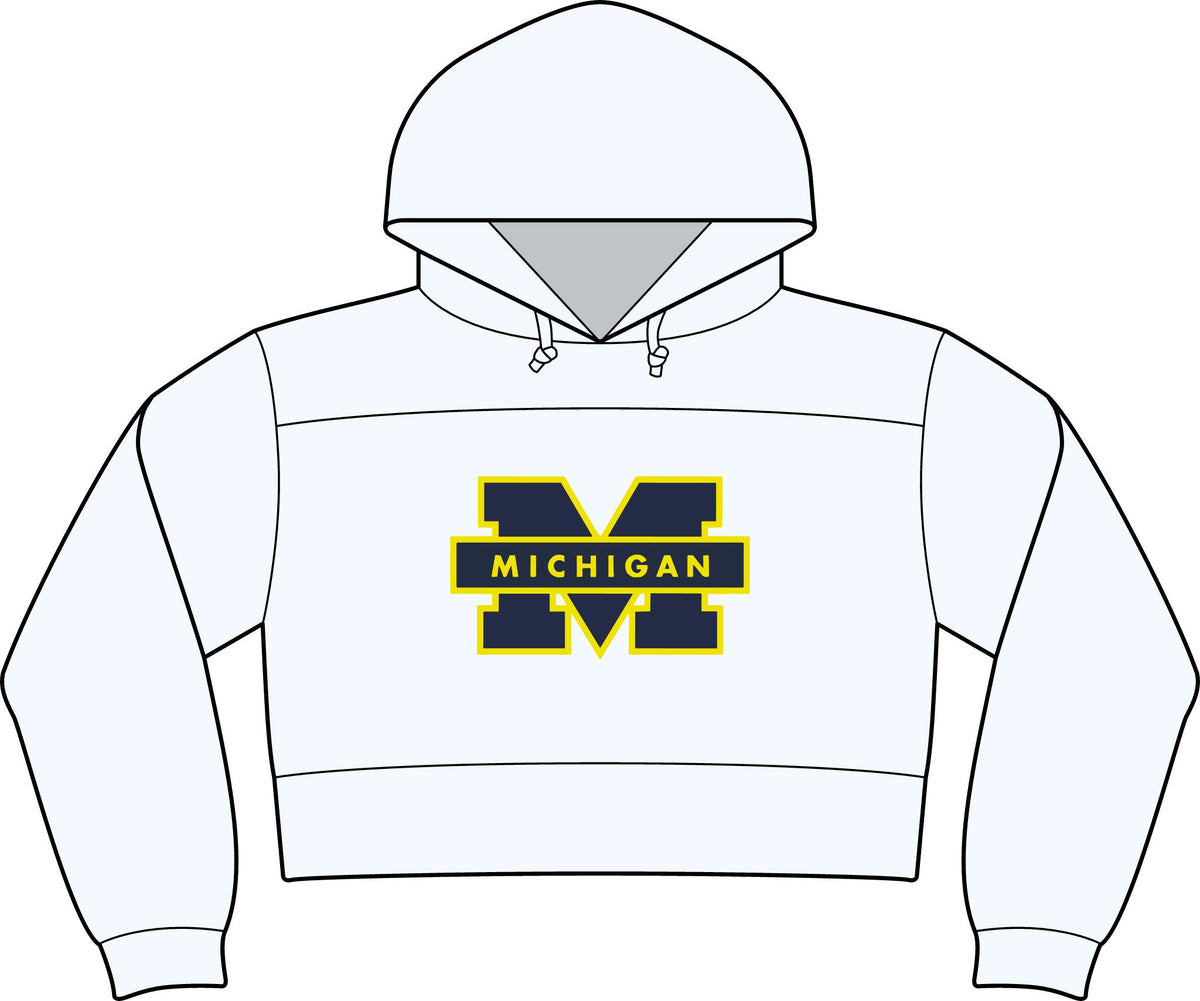 Michigan Block M Cropped Hoodie — Women's College Logo Sweatshirt