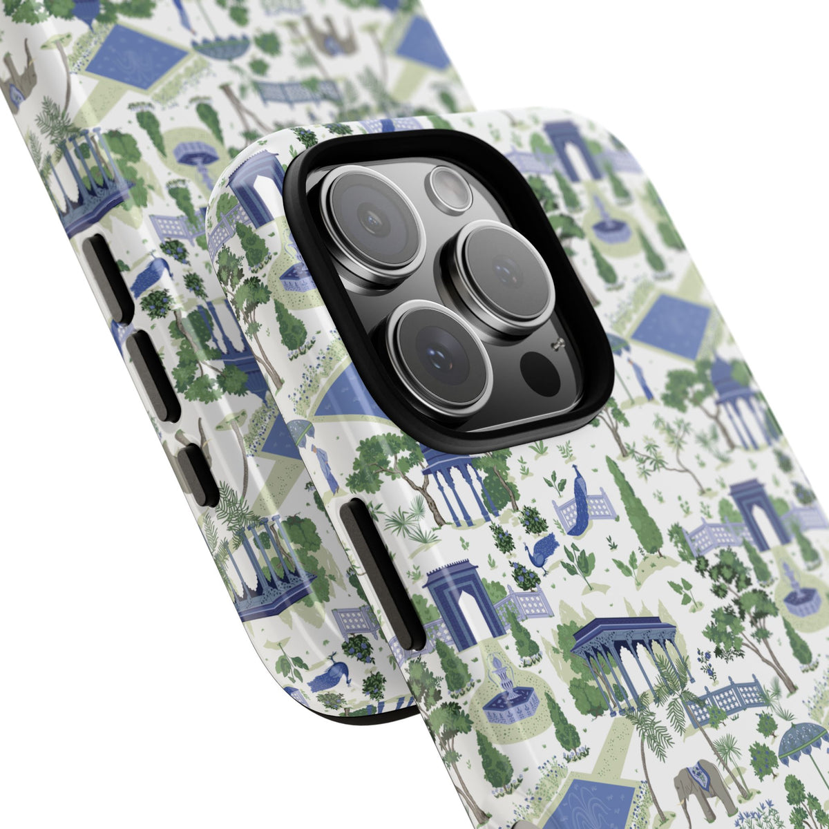 Garden Pavilion Phone Case — Blue & Green Toile Protective iPhone Cover
