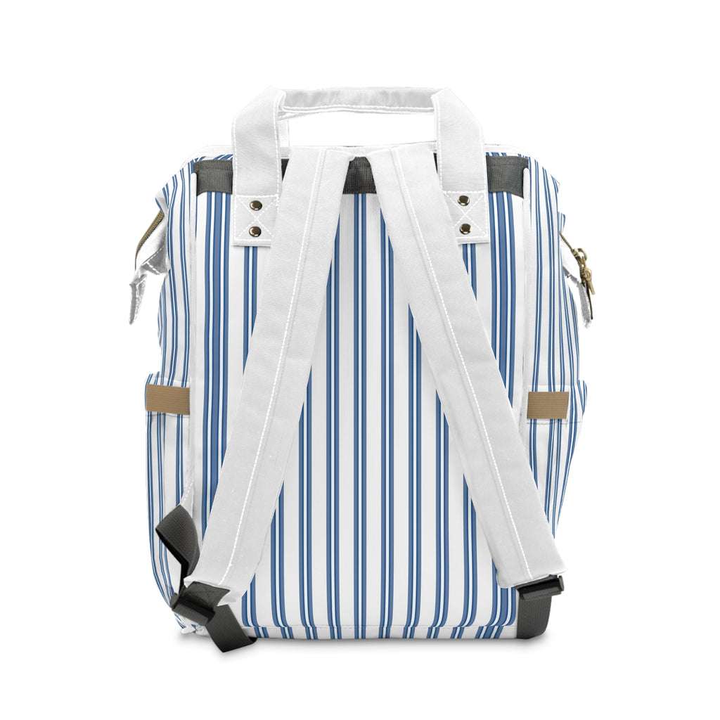 Striped Multifunctional Diaper Backpack – Large Baby Changing Bag with Multiple Pockets