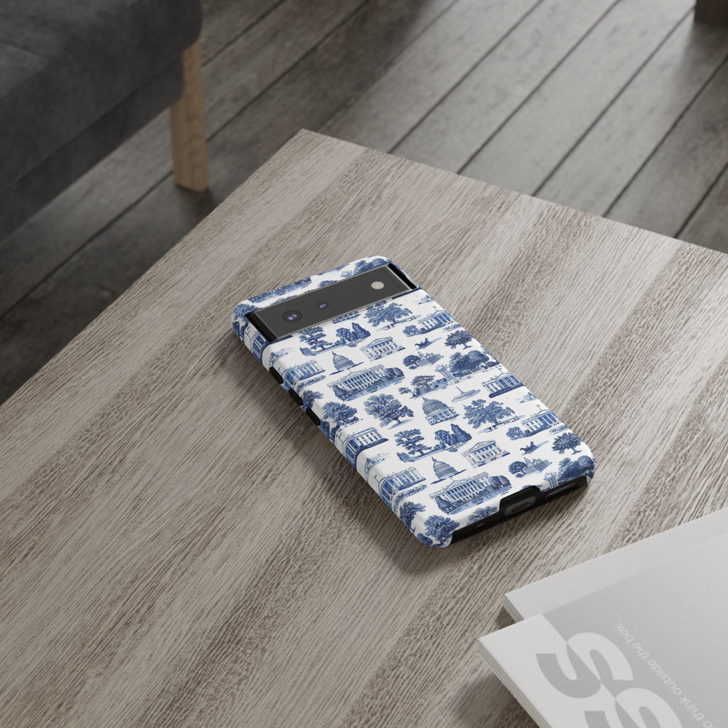 Washington DC Toile Phone Case — Blue Scenic Capitol Protective Tough Case