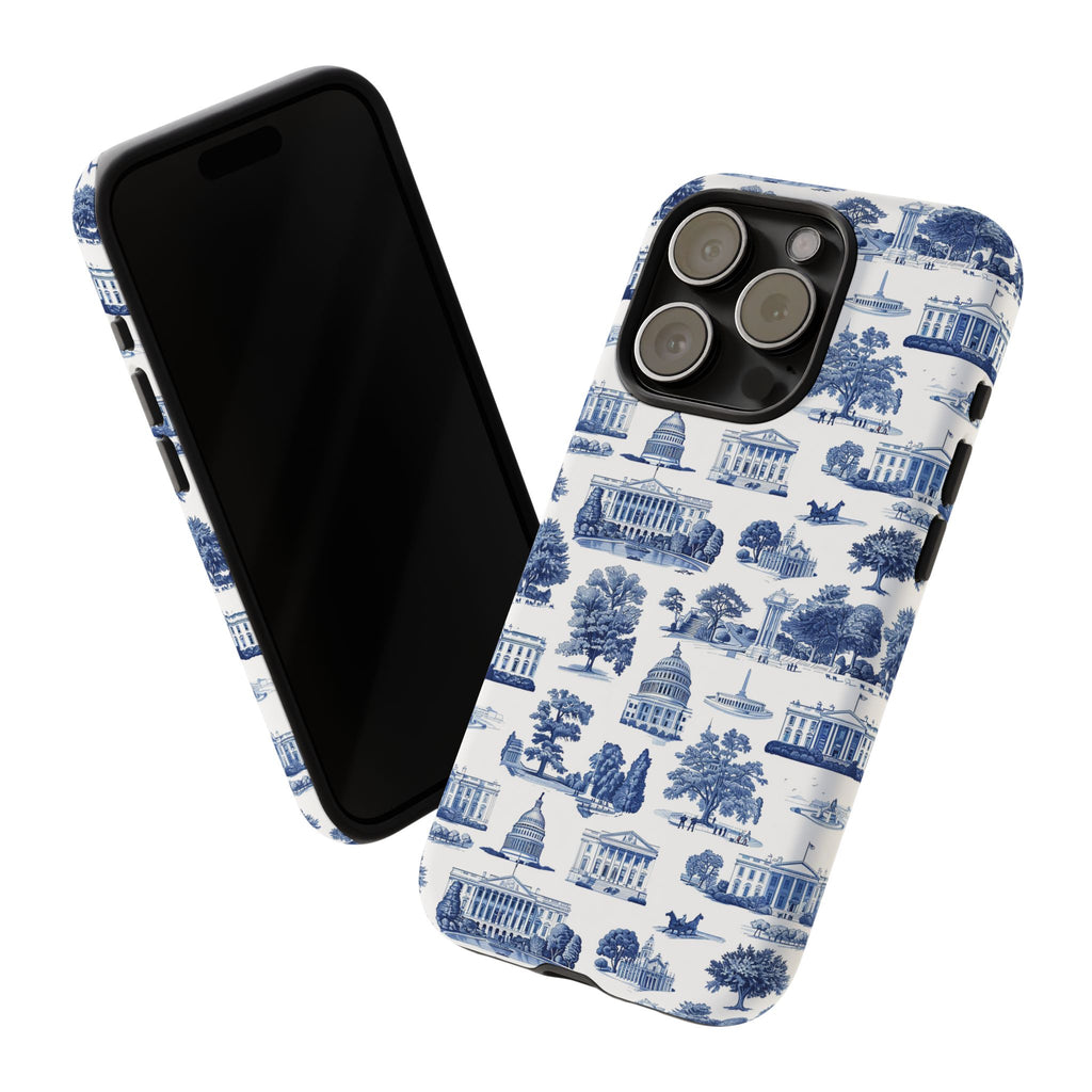 Washington DC Toile Phone Case — Blue Scenic Capitol Protective Tough Case