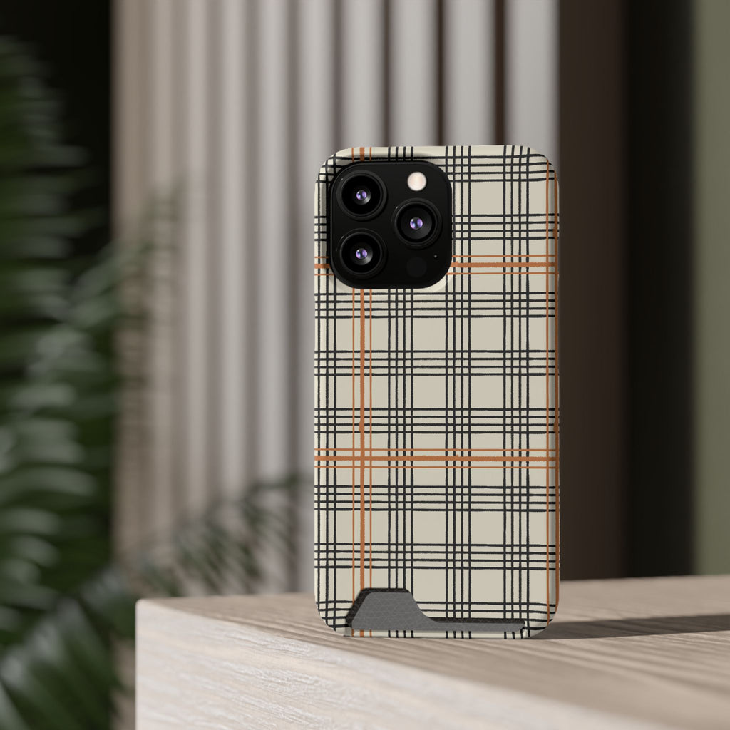 Plaid Card-Holder Phone Case — Slim Protective Wallet Case