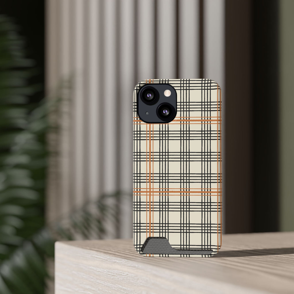 Plaid Card-Holder Phone Case — Slim Protective Wallet Case