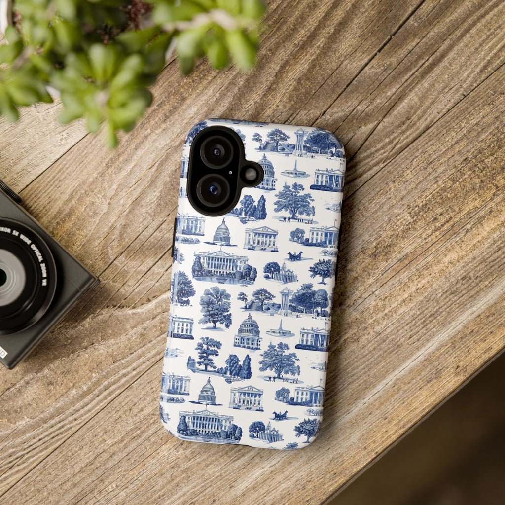 Washington DC Toile Phone Case — Blue Scenic Capitol Protective Tough Case