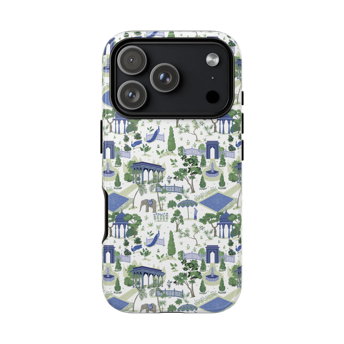 Garden Pavilion Phone Case — Blue & Green Toile Protective iPhone Cover