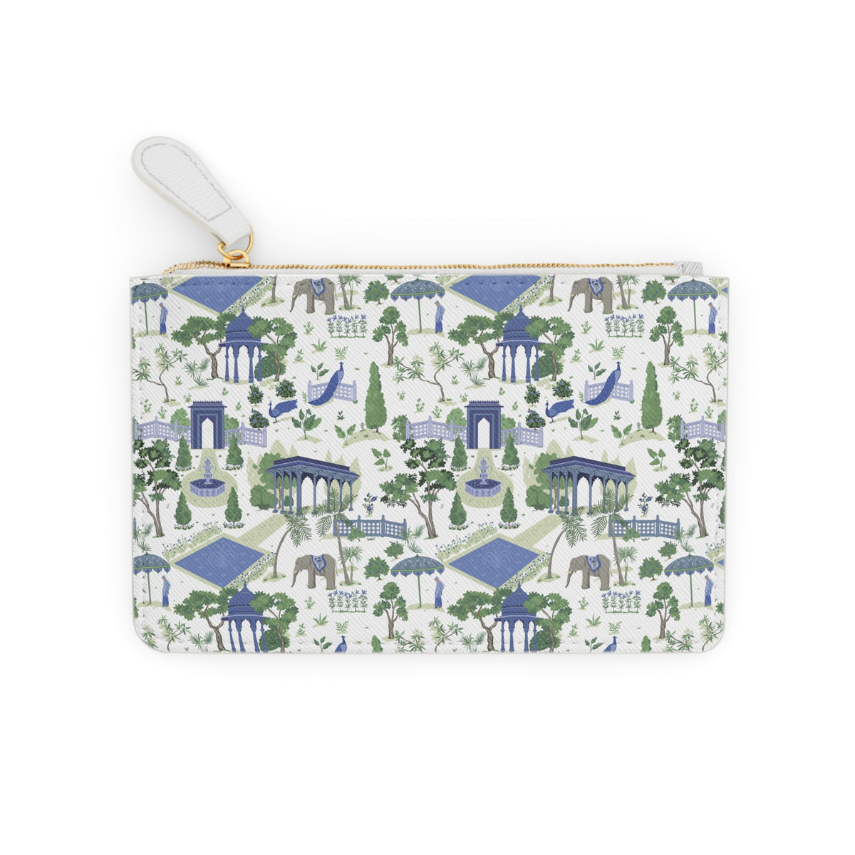 Mini Clutch Bag — Blue & Green Garden Chinoiserie Pattern Cosmetic Pouch