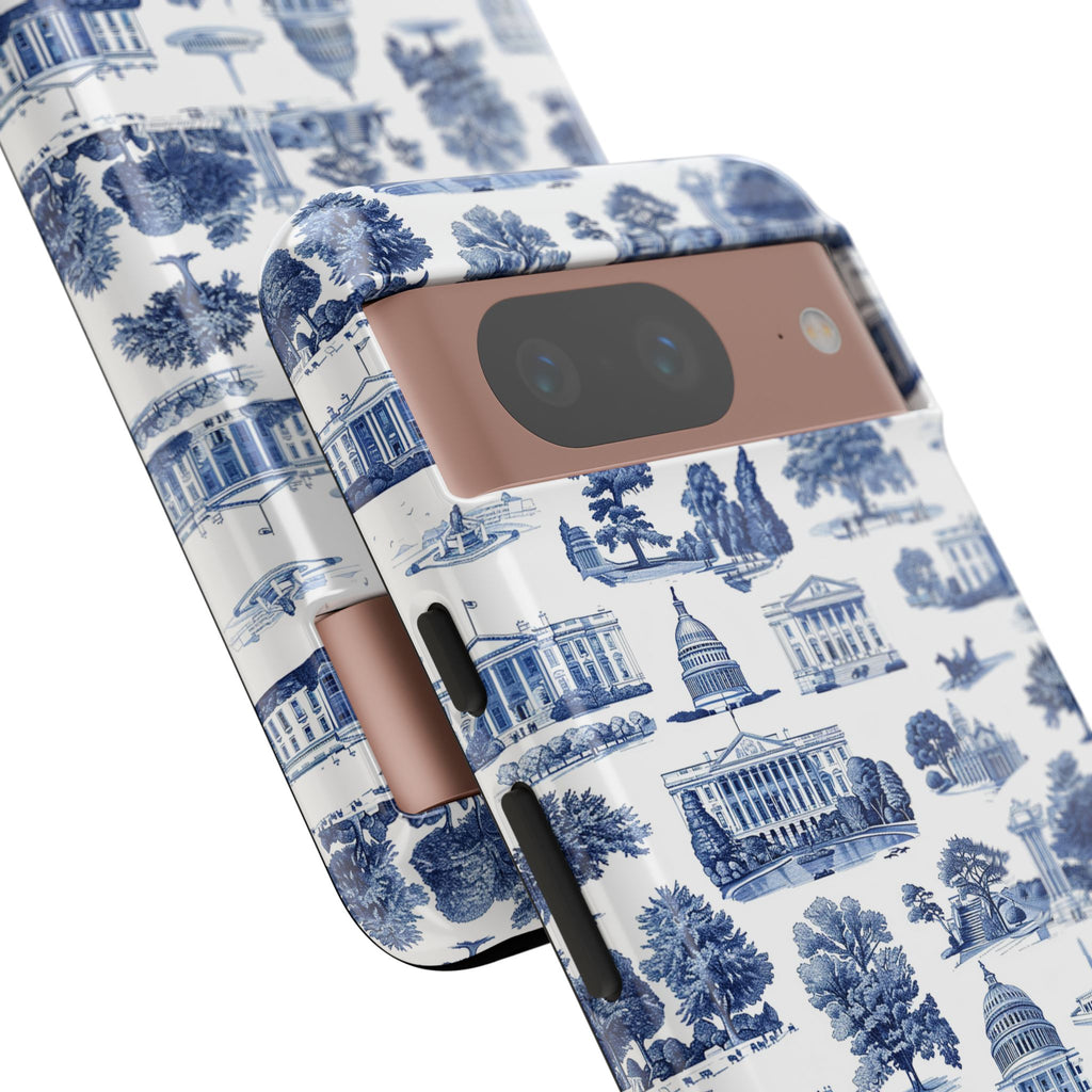 Washington DC Toile Phone Case — Blue Scenic Capitol Protective Tough Case