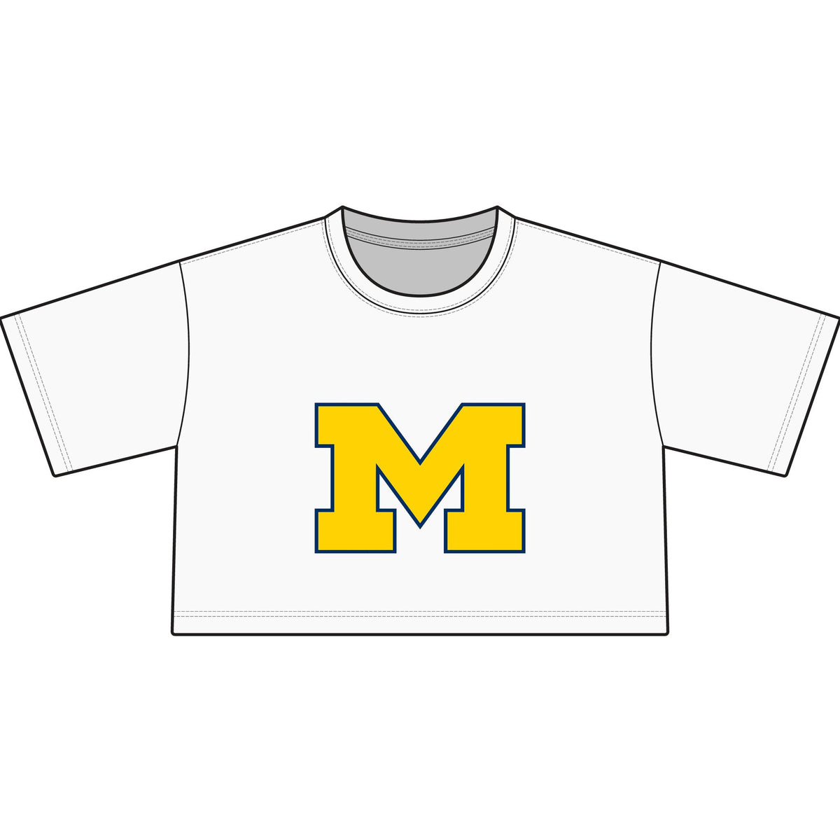 Cropped T-Shirt — Yellow Block 'M' College Style Crop Top