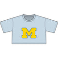 Cropped T-Shirt — Yellow Block 'M' College Style Crop Top