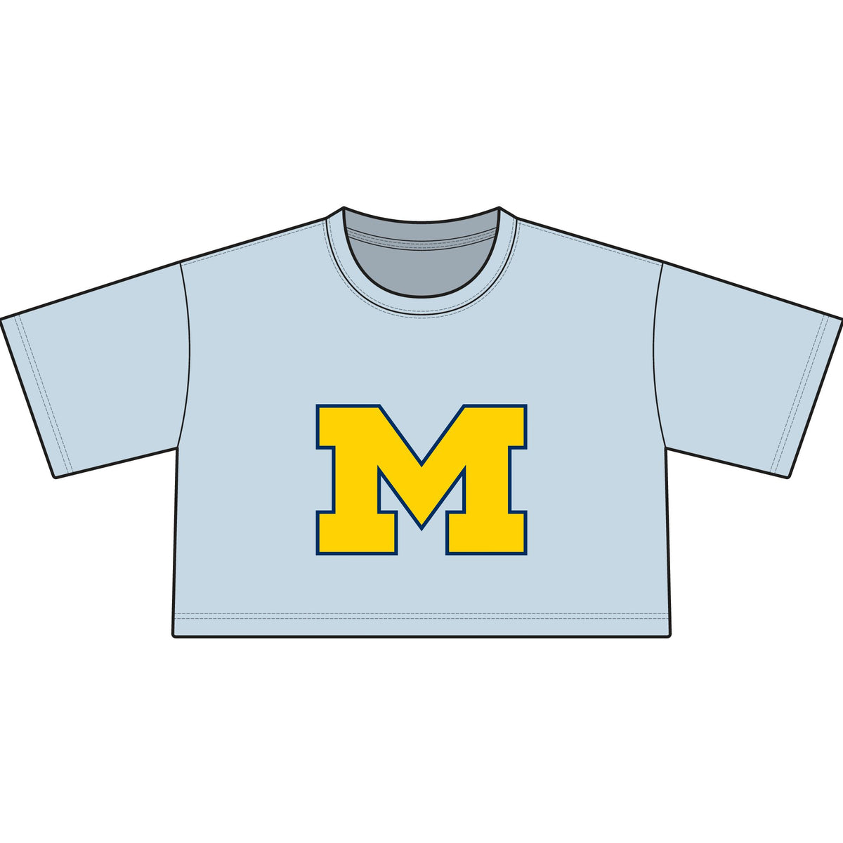 Cropped T-Shirt — Yellow Block 'M' College Style Crop Top
