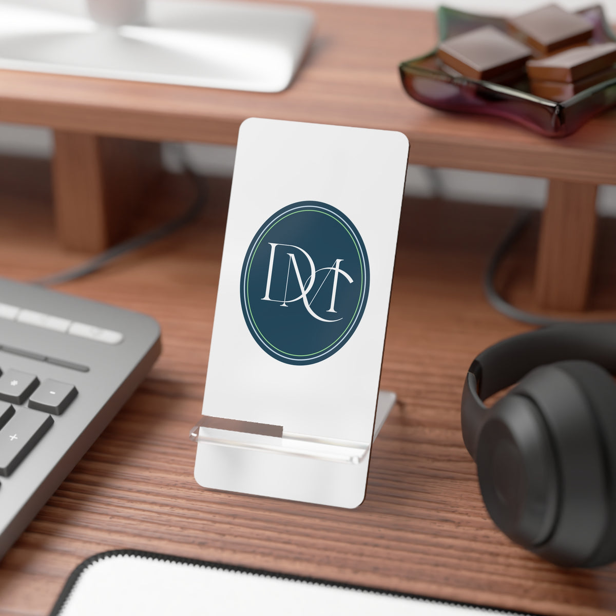 Acrylic Phone Stand with Monogram Logo — Foldable Mobile Display Dock for Smartphones