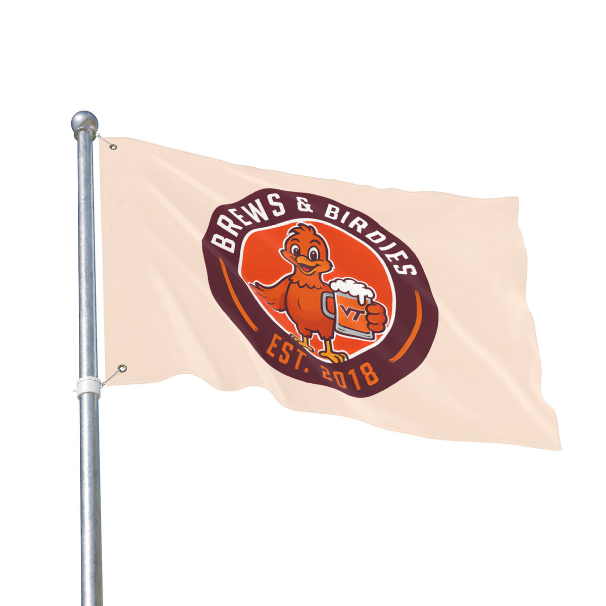 Brews & Birdies Double-Sided Flag — Beer Club Golf Team Banner (Est. 2018)