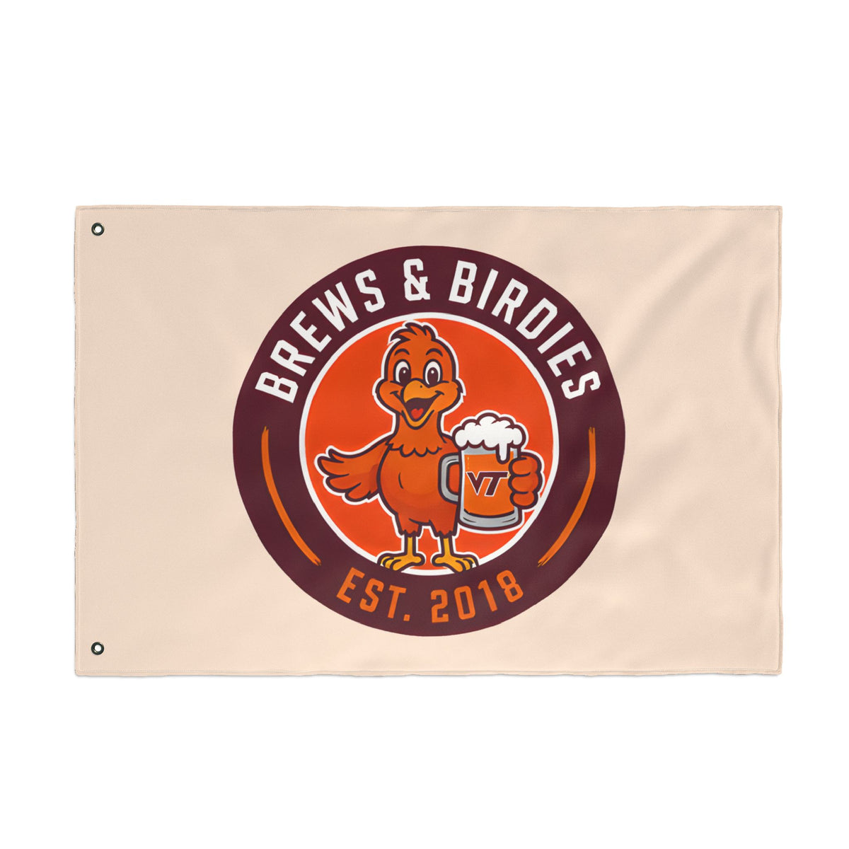 Brews & Birdies Double-Sided Flag — Beer Club Golf Team Banner (Est. 2018)