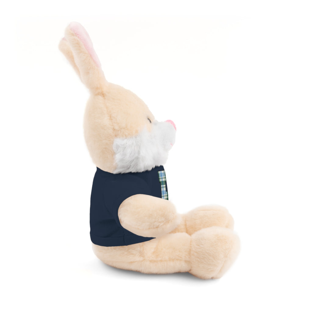 Plush Bear with Plaid Monogram Tee — Personalized Initial 'B' Stuffed Animal Gift