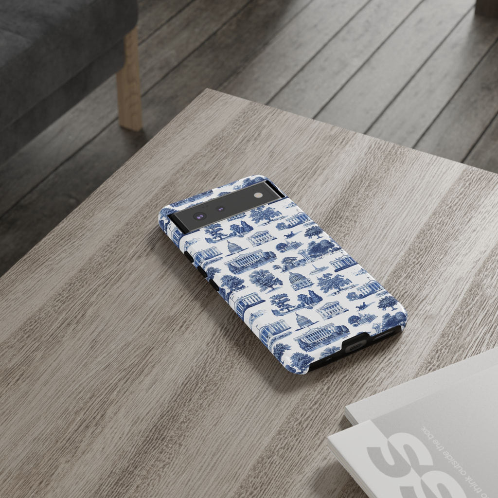 Washington DC Toile Phone Case — Blue Scenic Capitol Protective Tough Case