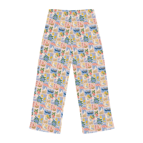 Beach Patchwork Women's Pajama Pants — Floral Seashell Lounge Sleepwear