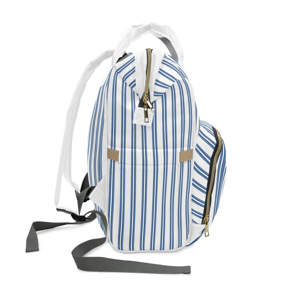 Striped Multifunctional Diaper Backpack – Large Baby Changing Bag with Multiple Pockets