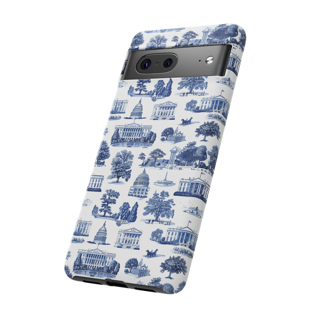 Washington DC Toile Phone Case — Blue Scenic Capitol Protective Tough Case