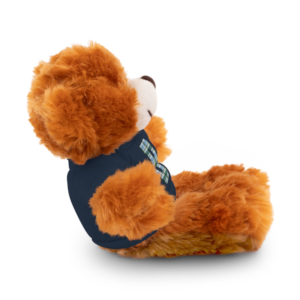 Plush Bear with Plaid Monogram Tee — Personalized Initial 'B' Stuffed Animal Gift