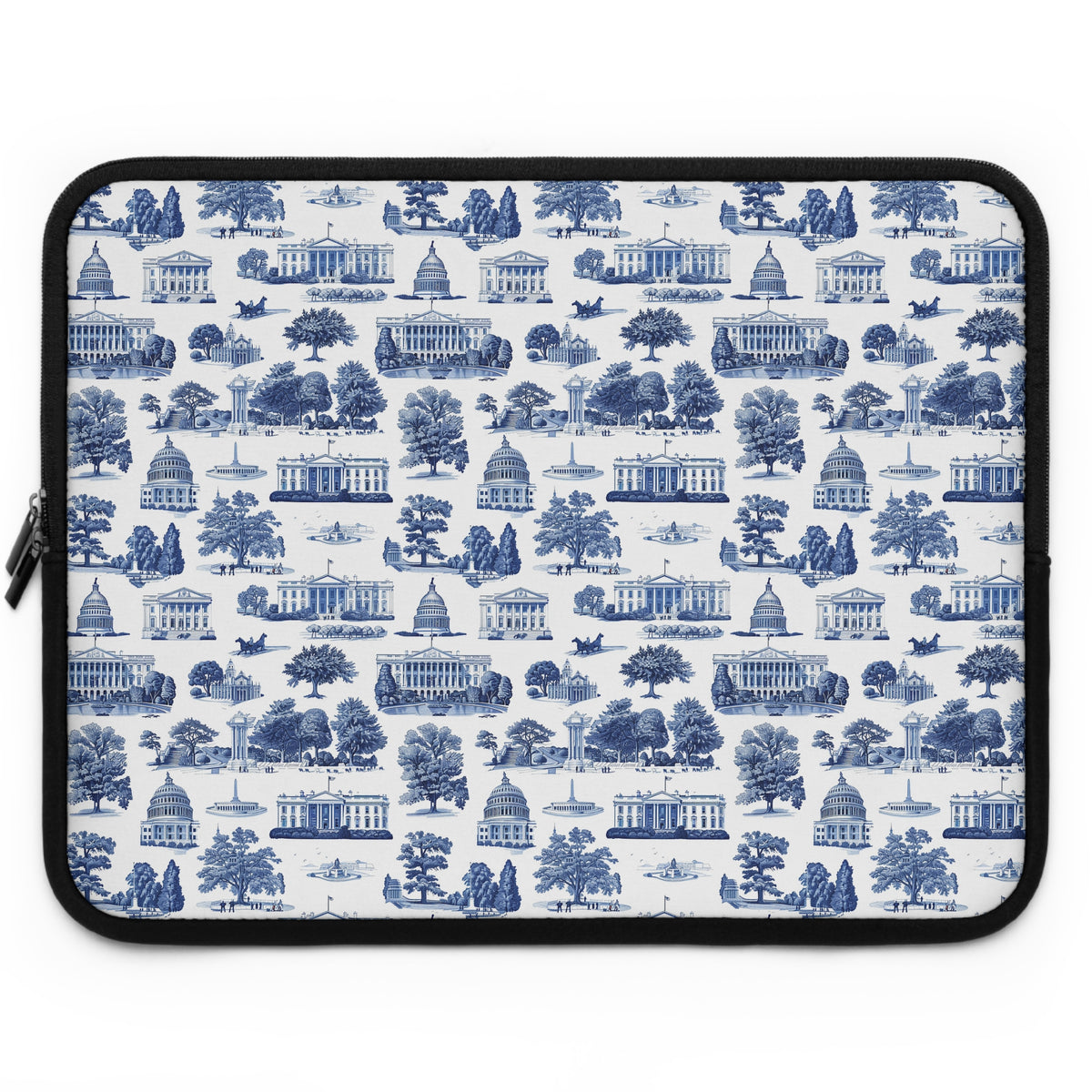 Capitol Toile Laptop Sleeve — Blue Washington D.C. Landmark Pattern