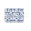 Blue Toile Saffiano Leather Card Holder — Slim Card Case with Keyring