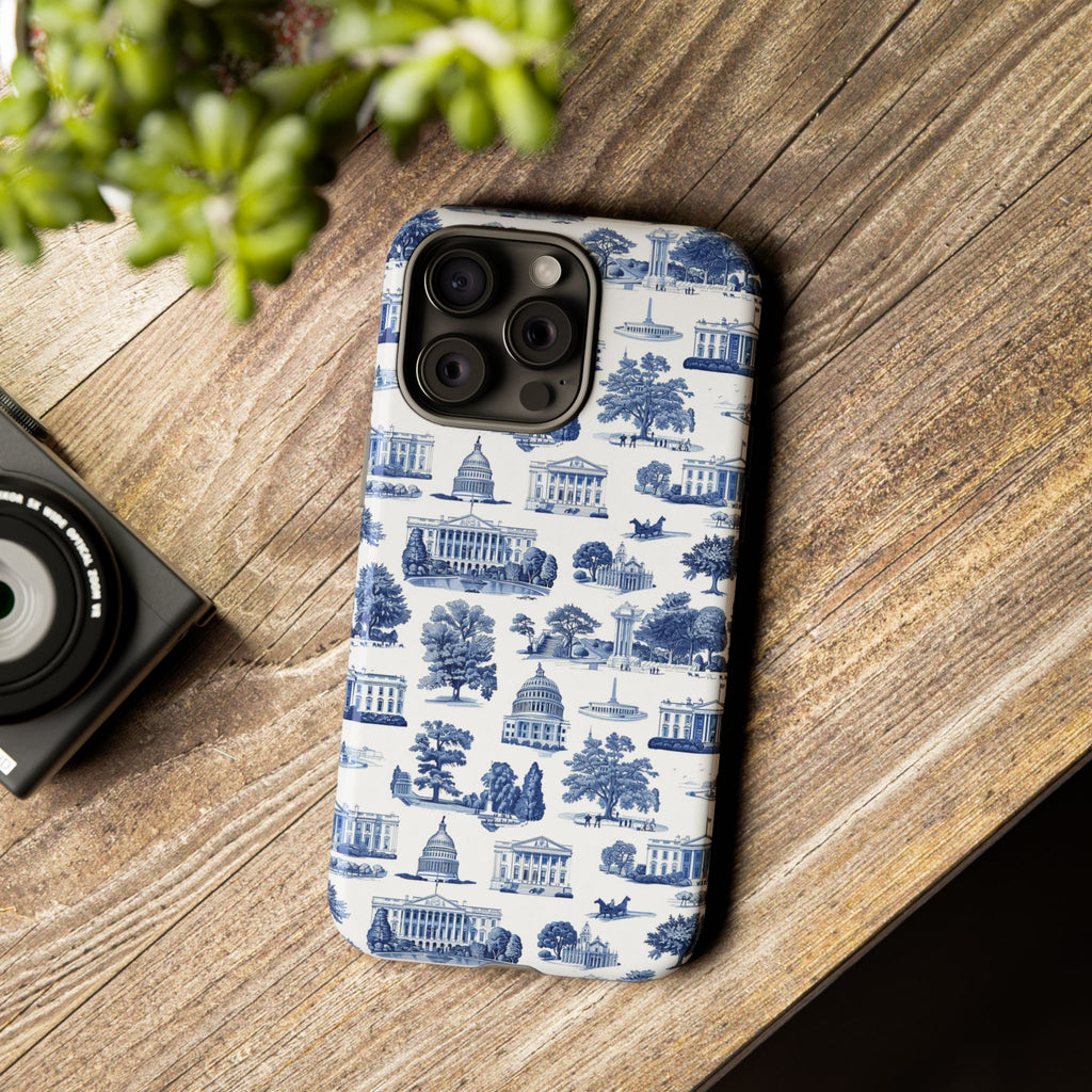 Washington DC Toile Phone Case — Blue Scenic Capitol Protective Tough Case