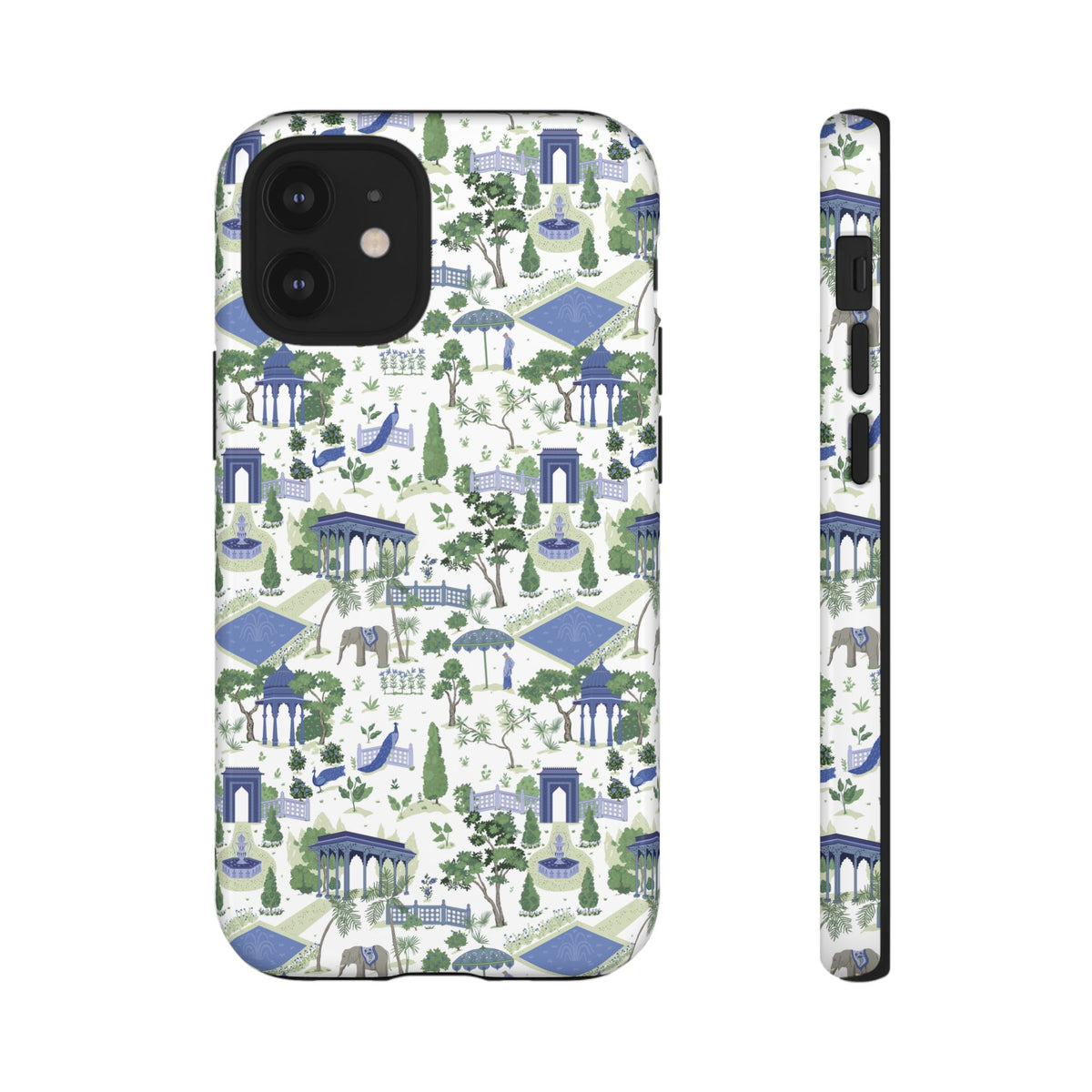 Garden Pavilion Phone Case — Blue & Green Toile Protective iPhone Cover