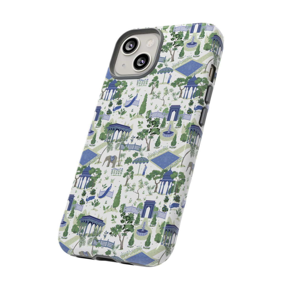 Garden Pavilion Phone Case — Blue & Green Toile Protective iPhone Cover