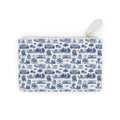 Blue Toile Mini Clutch — Scenic Landmark Zip Pouch