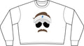 Retro Golf Visor Crop Sweatshirt — Funny Mustache & Sunglasses Crewneck