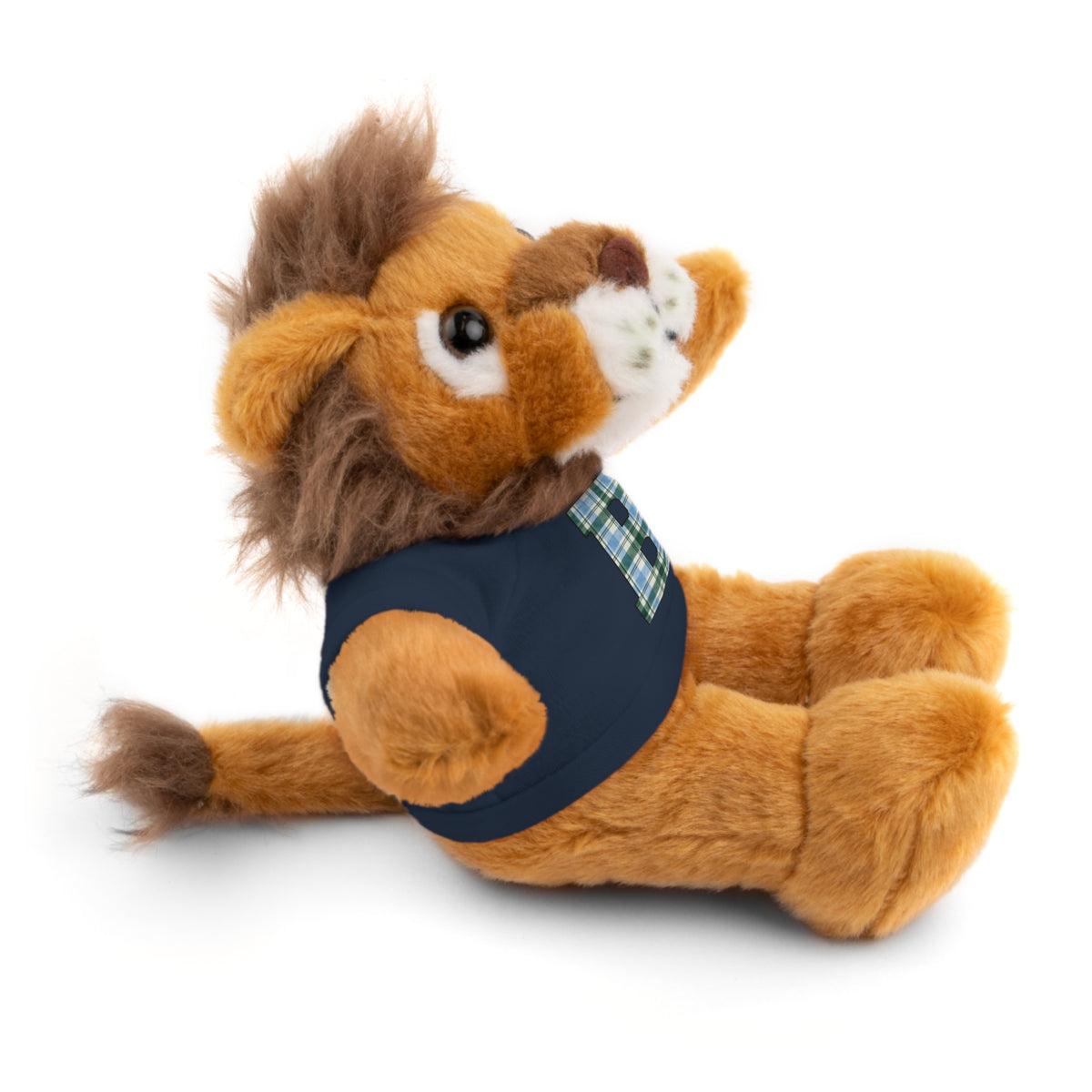 Plush Bear with Plaid Monogram Tee — Personalized Initial 'B' Stuffed Animal Gift