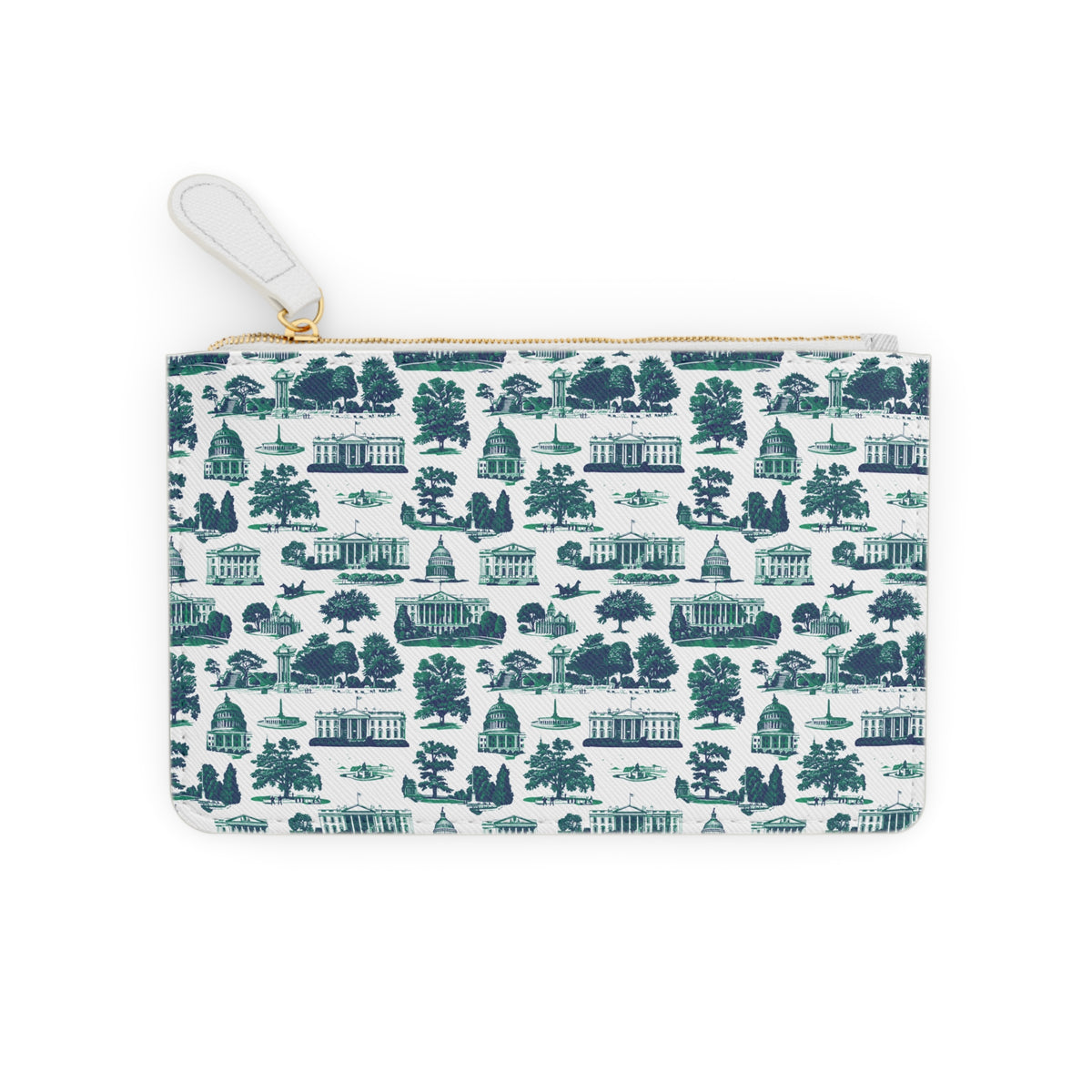Mini Clutch Bag — Teal City Landmark Pattern