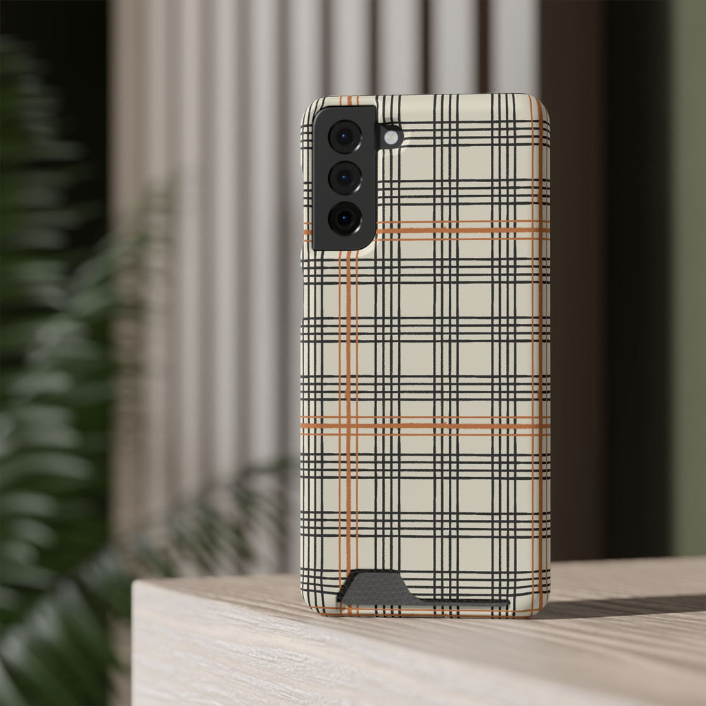 Plaid Card-Holder Phone Case — Slim Protective Wallet Case