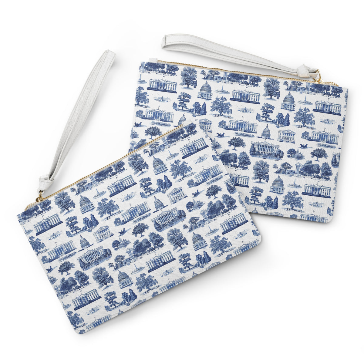 Capitol Toile Clutch Bag — Blue Washington Landmark Wristlet