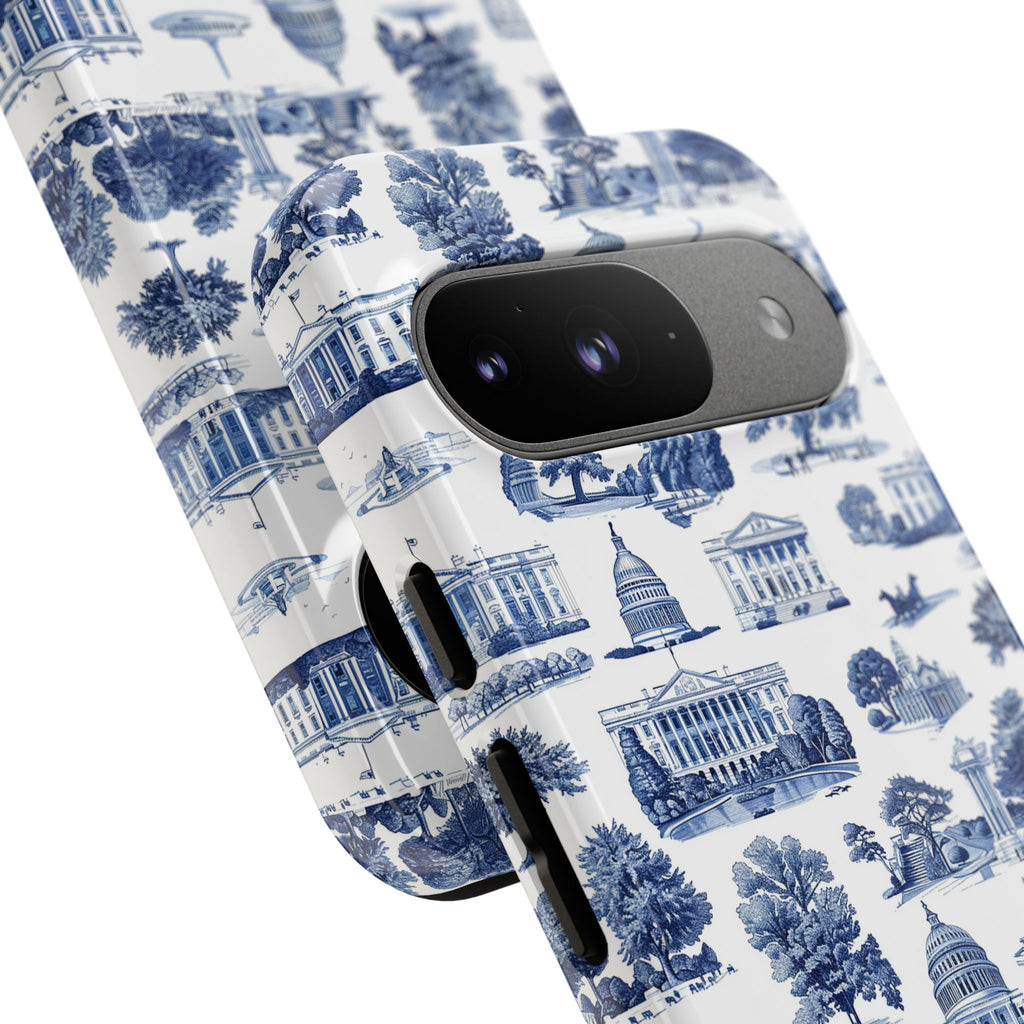 Washington DC Toile Phone Case — Blue Scenic Capitol Protective Tough Case
