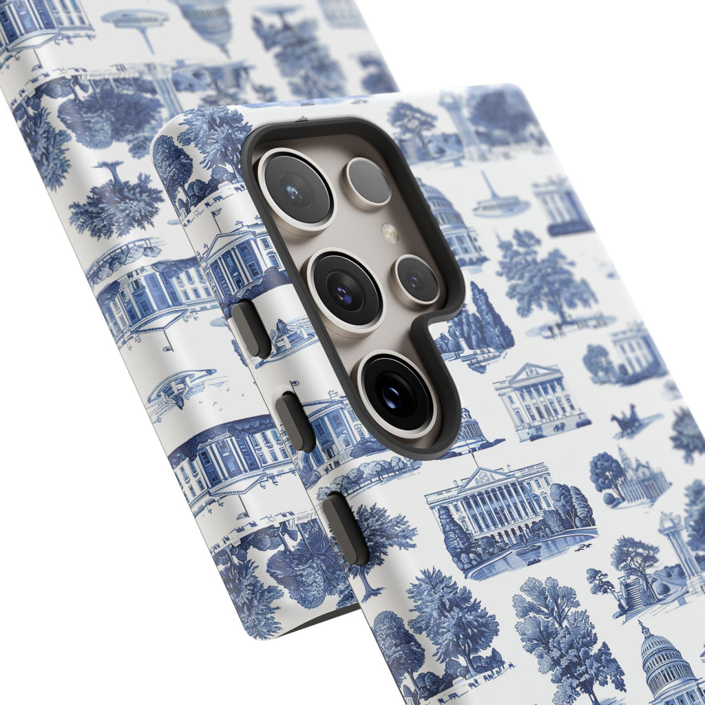 Washington DC Toile Phone Case — Blue Scenic Capitol Protective Tough Case
