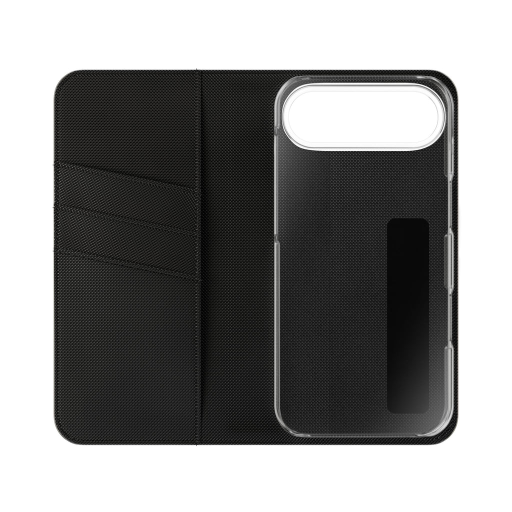 Vintage Toile Flip Phone Case — Blue Scenic Wallet Cover with Card Slots